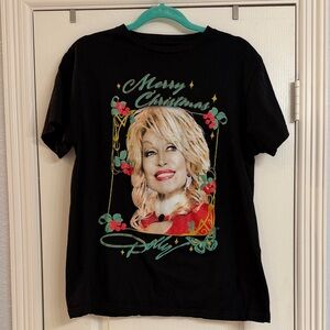 Dolly Parton Black Merry Christmas Graphic T-Shirt
